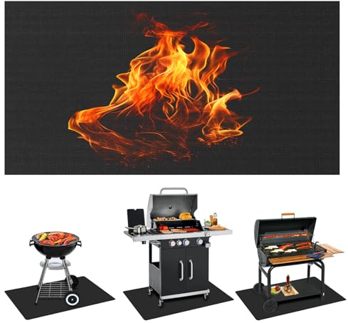 Tappetino ignifugo 182 x 100 cm, in fibra di vetro e silicone ignifugo per tavolo, tappetino resistente al calore per l'uso su una varietà di barbecue, camini e focolari in casa