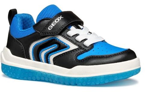 Geox J BUZZERLIGHT Boy B - Scarpe da Ginnastica Bambino, Black/Lt Blue,