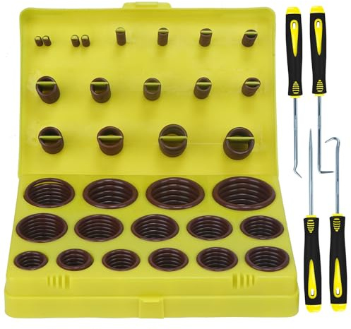 ZDBB 382 PCS 30 Größen SAE Viton O Ring Sortiment Kit für Luftfahrt Auto Motoren Zylinder Hydraulische Sanitär Verschiedene Industrie mit 4 Pcs Pick und Haken Set
