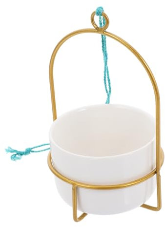 KITANDOVE Hängende Wanddekoration -Pflanzgefäß Eisengestell Keramik-Blumentopf weißer Blumentopf Heimdekoration