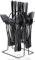 24-Piece Stainless Steel Cutlery Set Gold Matt with Holder, Golden Cutlery Set for 6 People, Cutlery Set with Knife, Fork, Spoon, Polished Crockery Set for Living Room, Dishwasher Safe (Black)