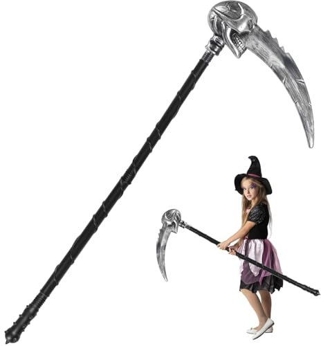 ZyXSQoraphic Faucille Halloween, Faux Couteau Halloween Fausse Arme Accessoire de Costume Plastique Machette Jouet Prop pour Halloween Carnaval Fête de Cosplay, 84.5 * 36.5cm
