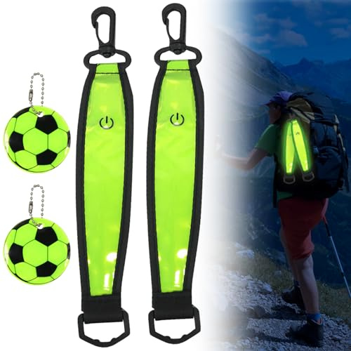 LED blinkande ljus skolväska, 2 stycken reflektorband, blinkande ljus reflekterande hänge 2 vattentäta fotbollssäkerhet reflektor hänge, reflektorer ljusband barn för skolväskor vandring löpning