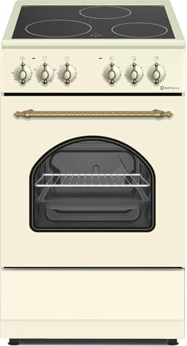 COCINA VITROCERÁMICA CREMA XL CON HORNO ELECTRICO 60 CM ANCHO SOLTHERMIC CREMA RÚSTICA ACABADOS DORADOS/, 4 FUEGOS/HORNO ELECTRICO