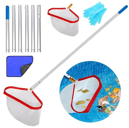 Kit Pulizia Piscina,Retino per Piscina,Retino Piscina Pulizia-Robusto Telaio in Lega Metallica-2.25 M Asta Telescopica per Piscina,Per Piscine,Laghetti e Vasche Idromassaggio Pulizia Piscina Adatto