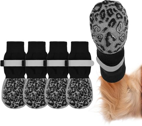 Adiwo 2 Pairs Anti Slip Dog Socks, Dog Paw Protectors with Adjustable Strap, Walking Boots for Injured Paws, Pet Socks Stop Licking, Senior Dogs for Indoor Outdoor Hardwood Floor Walking (M)