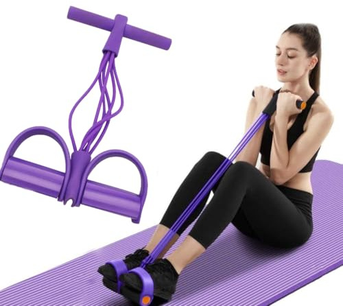 Juego de 21 bandas de resistencia de fitness – 6 tubos para entrenamiento de pedal, cuerda de tensión multiusos, bandas de entrenamiento de látex natural para tonificación de abdomen, cintura, brazos