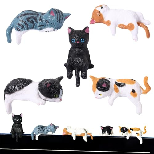 Figura de Gato | Pequeño de Resina para Coche, decoración Interior de Coche de Gatito, para Escritorio, Ventana, computadora, Sala de Estar, Dormitorio, camión, SUV, salpicadero, Mujeres y