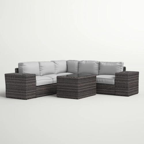 Fully Assembled Rattan Wicker 4 Person Outdoor Seating Group with Cushions