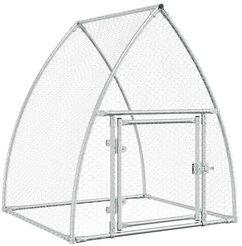 Mhdvray Gabbia per polli, 100 x 105 x 120 cm, stabile recinto per esterni in acciaio zincato, recinto per polli, anatre, piccoli animali, con porta richiudibile