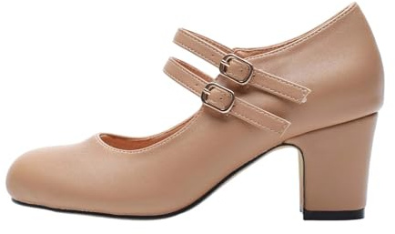 Decolleté Sling Donna,Decolleté Mary Jane Donna,Elegante Tacco Blocco Design Outdoor Elegante Senza Ornamenti Leggeri Sandali Romani Tacco Alto
