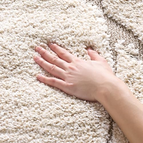 Safavieh Tapis Shag pour Salon, Salle à Manger, Chambre à Coucher - Florida Shag Collection, Tapis à Poil Long, Crème et Beige, 122 X 183 cm