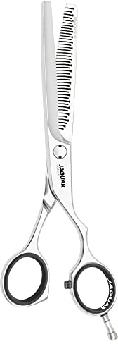 JAGUAR Modellierschere DIAMOND E 43 6.0 | Texturierschere mit 43 gebogenen Effilierzähnen mit Prismenschliff im Offset-Design | poliert | Made in Germany