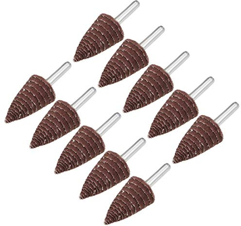 sourcing map 25mm Cone Shape Abrasive Flap Wheel 1/4 Shank for Deburring Sanding Polishing 120 Grits 10 Pcs