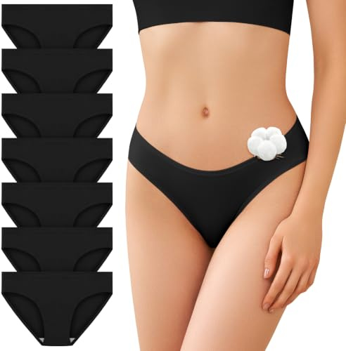 SIMIYA Womens Underwear,Low Rise Black Underwear Soft Womens Cotton Knickers Stretchy Panties