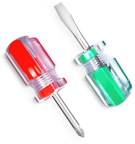 2Pcs Flat & Cross Head Screwdrivers – Mini Screwdriver Set – Pocket Slotted and Cross Repair Tool – Compact Magnetic Tip Hand Tools for Tight Spaces, DIY, Home, Electronics, Handy for Hobby Projects