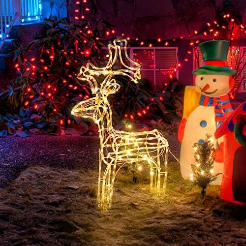 SALCAR Figura di renna a LED illuminata per esterni, illuminazione natalizia a forma di cervo, decorazione natalizia, alce giardino, esterni, bianco caldo