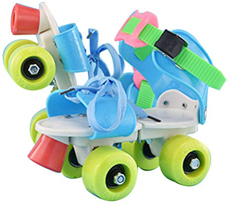 GDZTBS Roller Skate [18-23] cm, Adjustable Double Row 4 Wheel Skating Shoes for Kids Boys Girls, Polyurethane Wheel, Thermoplastic Polyurethane Sole, Foot-operated Friction Brake