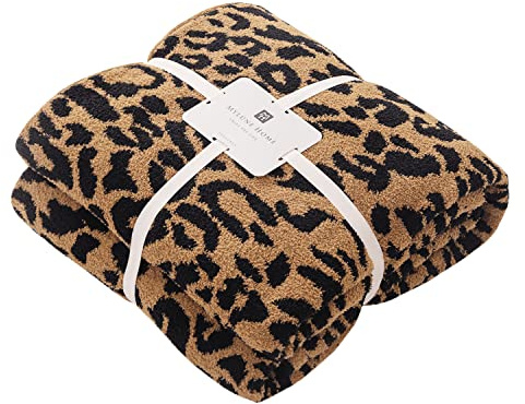 MH MYLUNE HOME Ultramjuk leopardfilt (127 x 152 cm) mikrofiberfiltar plysch varm vändbar gepardfilt leopardmönster överkast för bäddsoffa - brun, 127 x 152 cm