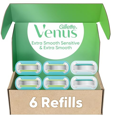 Gillette Venus Extra Smooth 4 count, plus Gillette Venus Extra Smooth Sensitive 2 count, 5-Bladed Women's Razor Blade Refills