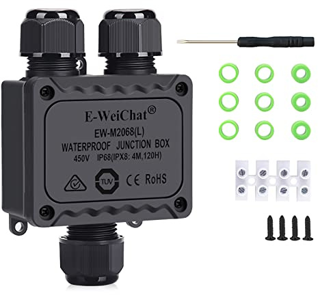 Junction Box Outdoor Waterproof Electrical Box, 3 Way Plug Line Plastic External Junction Box, Electric Power Cord Boxes Suitable for Outdoor Lights, Landscape Lighting (3way)