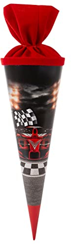 goldbuch 93 089 Geschwistertüte Racing Champion, Schultüte mit Rennwagen-Motiv, Lackkarton, Geschenkverpackung mit rotem Filzverschluss (ohne Verschlussband), Zuckertüte rund, Länge 35 cm, Ø 11,5 cm