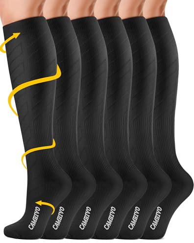 CAMBIVO Calze Compressione Graduata Donna Uomo 3 Paia, Calze a Compressione Graduata 20-30mmHg, Calze Antitrombo Elastiche a Compressione, Gambaletti Calzini per Sportive, Vene Varicose, Aereo, Corsa