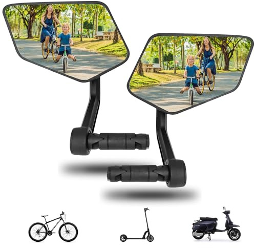 REEZER - Espejo retrovisor para bicicleta - Espejo retrovisor para bicicleta eléctrica - Espejo retrovisor para patinete eléctrico - Para extremos de manillar de 15-20 mm - Ajustable 360° PARO