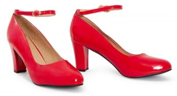 Womens Ladies Block Heels Ankle Strap Court Shoes Work Evening Girls Pumps UK Sizes (Red Patent, UK Footwear Size System, Adult, Women, Numeric, Medium, 9)
