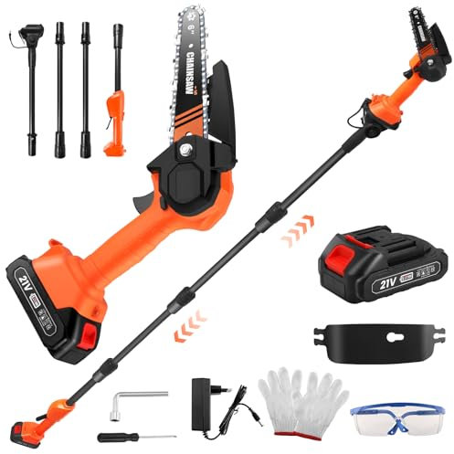 2-in-1 Cordless Pole & Handheld Garden Chainsaw,6 inch Mini Chainsaw,Handheld Chain Saw Pruning Shears Chainsaw,2.3m Long Reach Telescopic Pole,Battery Powered Electric Saws for Tree Trimming, Branche
