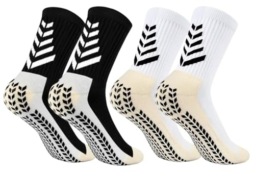 YSTrillion Calze Antiscivolo Sportivi, 2 Paia Calzini Uomo Donna Traspirante ed Elastico, Grip Calcio Schiuma Impermeabile per Calcio Trekking Ciclismo Yoga (39-46)