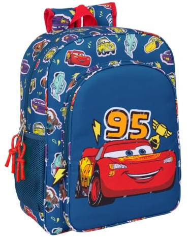 Safta CARS RACING - Mochila Escolar Niño, Mochila Infantil, Adaptable a Carro, Ideal para Niños en Edad Escolar, Cómoda y Versátil, Calidad y Resistencia, 32x12x38 cm