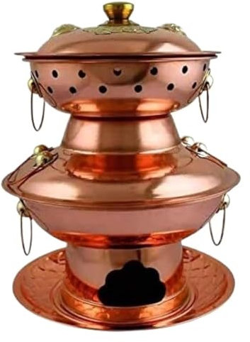Olla Caliente, Olla Caliente China de carbon, Platos Olla de Cocina con Tapa Olla Caliente de Cobre Olla de carbón de Cobre Olla de Cobre Antigua for el hogar Olla Caliente de Cobre(36cm)