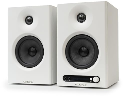 VULKKANO PRO4 Studio Monitor Speakers with 4” Woofer, Bluetooth, Balanced TRS Input, RCA, Headphone Output, AUX, Optical, EQ Adjustments, PC Monitor Speakers