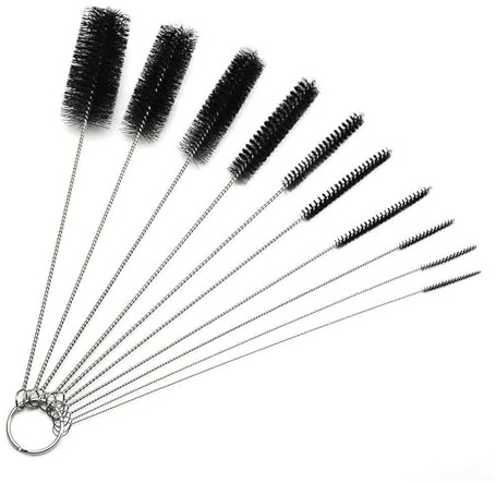 10 Pcs Nylon Straw Cleaning Brush Set – Bottle Pipe Cleaner Brushes for Straws, Kettles, Tubes & Spouts – Flexible Stainless Steel Wire with High-Density Nylon Bristles – Multi-Size Pipe Cleaner Set