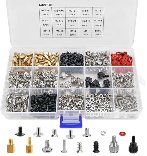 YYWEi Set di 502 viti per PC SSD, set di viti per scheda madre, viti per riparazione PC, alloggiamento componenti, CD-ROM, viti per dischi rigidi, accessori