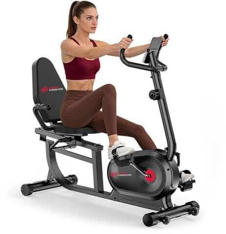 GartistGo Bicicleta estática 5 en 1 con 16 resistencia magnética y capacidad de carga de 150 kg, ergómetro con respaldo y pantalla LCD, asas de frecuencia cardíaca, fitness