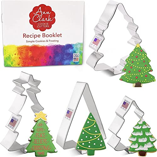 Ann Clark Christmas and Holiday Tree Cookie Cutters 4-Pc Set, Made in USA