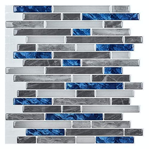 Art3d Peel & Stick Bricks 3D Wallpaper Küche Backsplash Stein Design Fliesenkleber Selbstklebend Wandfliesen, 10 Blätter