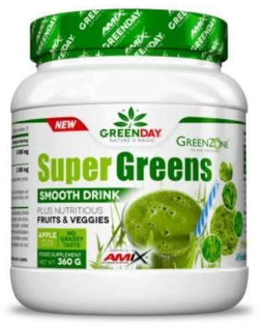AMIX - Complemento Alimenticio - GreenDay Super Greens Smooth Drink - 360 Gr - Prepara tu Smoothie - Ayuda a Controlar el Peso - Aporte de Energía - Batidos Verdes - Suplemento Alimenticio Vegetal