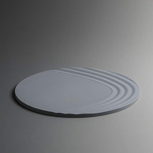 Icnbuys - Set di 2 sottopentola Zen garden, in silicone, antiscivolo, termicamente isolati, decorativi, adatti per lavastoviglie, freezer, microonde e forno, rotondi, 19,05, blu e grigio