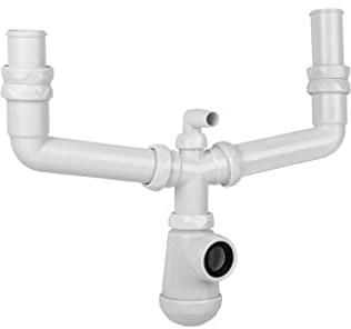 Cofan Bottle Siphon | Extendable | with Output Ø40 mm | Double Connection 1 1/2 | Reducing Conical Joint Ø32 mm | Auxiliary Socket for Appliances