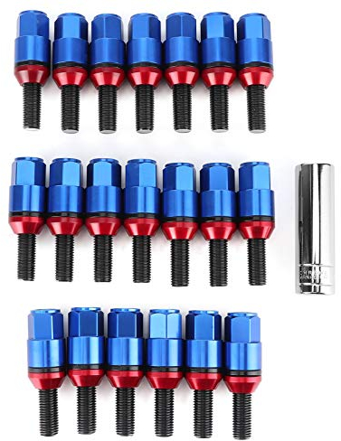 OUKENS Radbolzen, 20 Stück Auto M12x1,5 mm Radbolzen, 7075-T6 Aluminium, passend für 1er E81 E82 E87 E88(Blau)