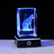 Crystal Engraved 3D Cat Figurine Ornaments with Corlorful LED Stand, Glass Cat Collectible Keepsake Gifts for Women Cat Lovers