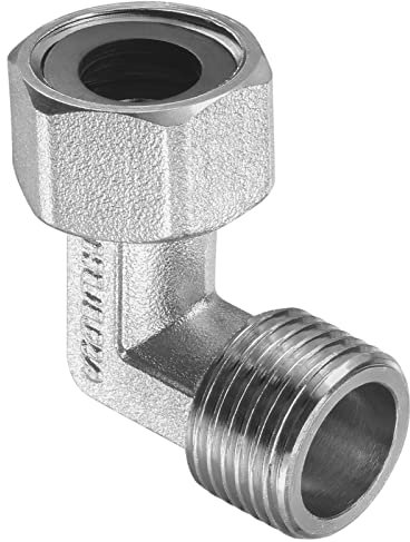 M METERXITY 90 Grados Codo - Tubería Accesorio 90 Grado, L Forma Tubería Accesorio con Sellado Junta, Aplicar a Aire Agua Gas, (G1/2 Macho a Hembra Rosca, Plata)