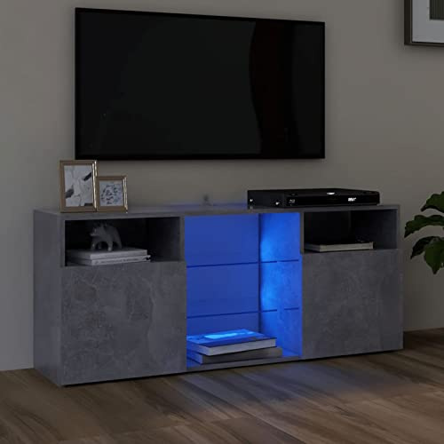 NITCA Mobile Porta TV con Luci LED,Mobile Porta TV,Mobile per TV,Mobile TV Moderno Tavolino Porta TV con Strisce Luci LED,Supporto TV, per Soggiorno o Salotto, Grigio Cemento 120x30x50 cm