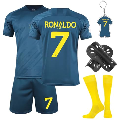 Fußball Trikot Kinder Set, 23/24 Heimtrikots/Auswärtstrikots Trikot Jungen,Fussball T-Shirt Shorts, Football socken, Knieschützer Set und Fußbälle Jersey Schlüsselanhänger