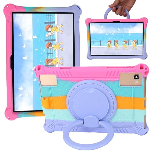 S YTALAND Custodia per tablet, universale da 10 pollici, cover in morbido silicone con supporto/cavalletto a 360°, compatibile con tablet Sgin, Byybuo, ZZB, Feonal, Baken, Lville, Juninke, motivo in