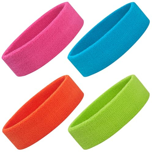 ONUPGO 4-pack svettband sportpannband för män och kvinnor, bomullspannband frottétyg svettband för tennis, basket, fotboll, gym, träning – fukttransporterande elasticitet