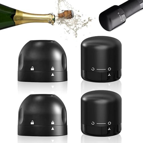 4 tappi per bottiglie di vino, tappo per spumante e vino, chiusura per bottiglie di spumante, tappo per vino rosso, champagne e whisky